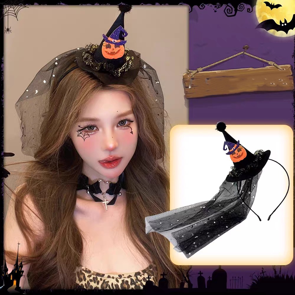 Party Hat Cone - Novelty Spider Halloween Witch Hat Headband