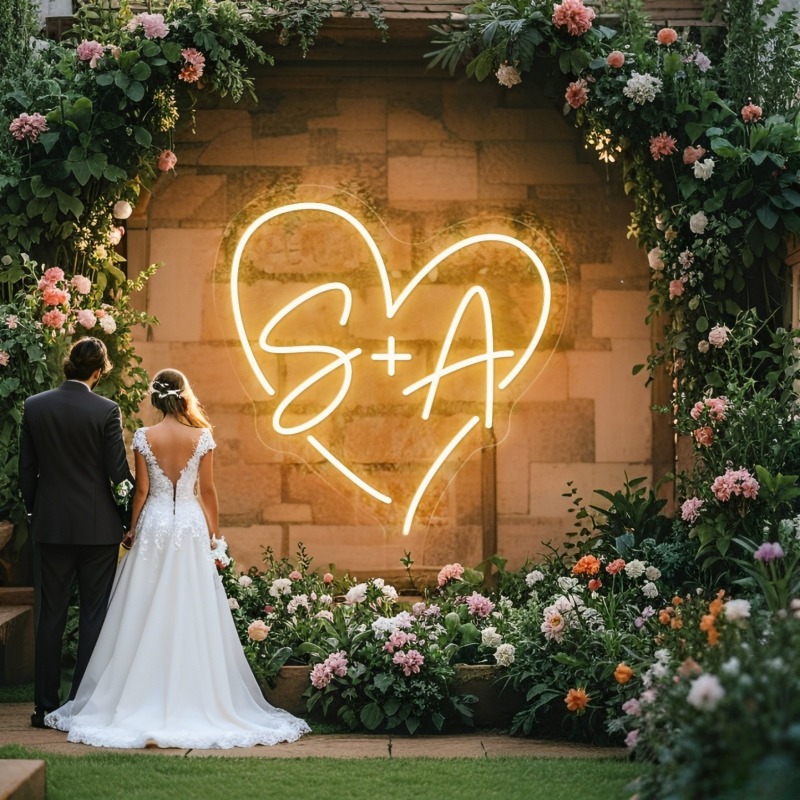 Neon Sign Party - Custom Initials Heart LED Neon Sign,