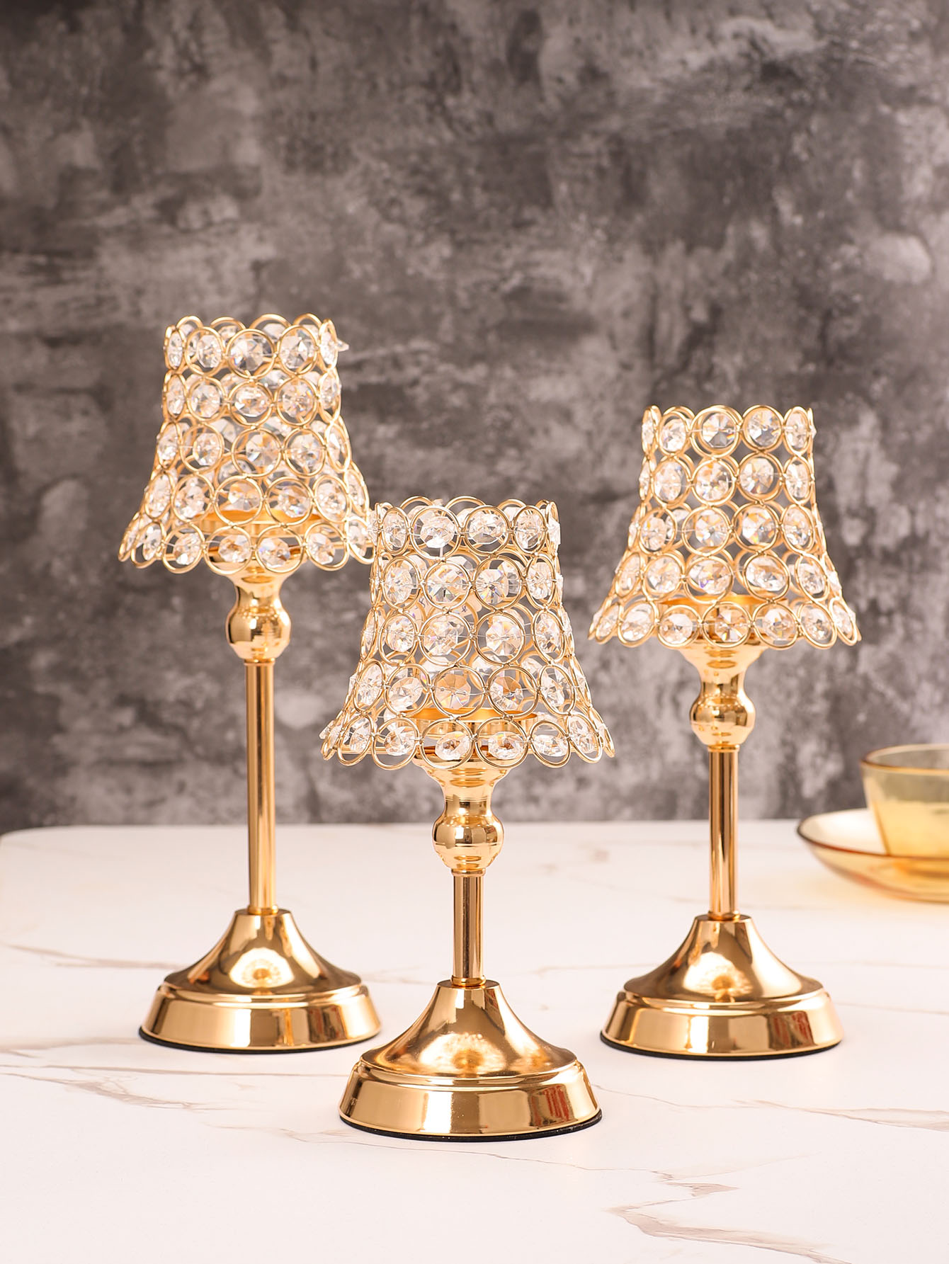 Centerpiece Stick - 1pc Golden Crystal Candle Holder, Candlestick