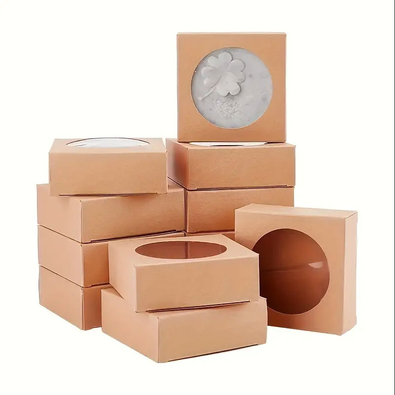 Event Party Box - 30/50pcs Kraft Paper Box With Clear