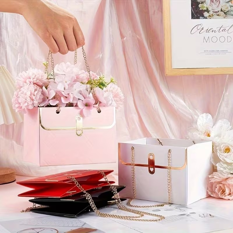 Event Party Box - Portable Flower Paper Packaging Box Handbag