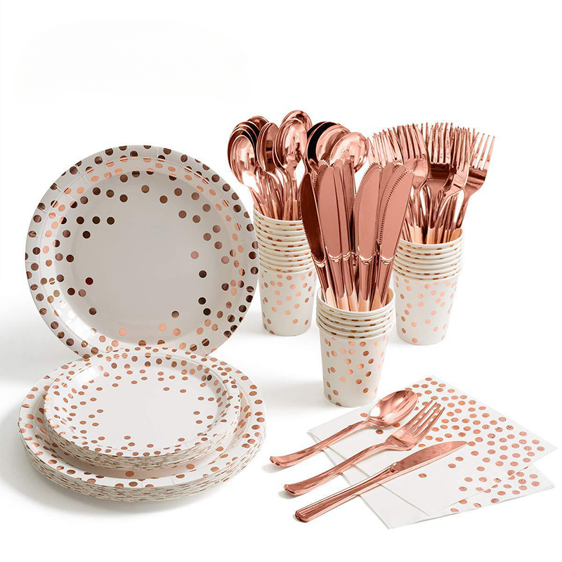 Rose Gold Party Tableware Kit  - Paper Straw Color review and price