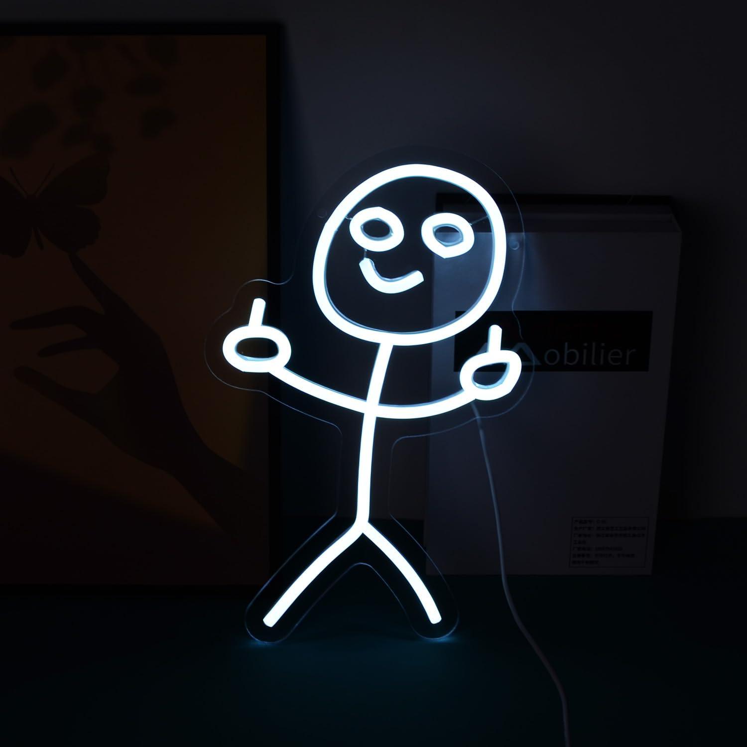 Funny Middle Finger Stickman N - Neon Sign Party review and price