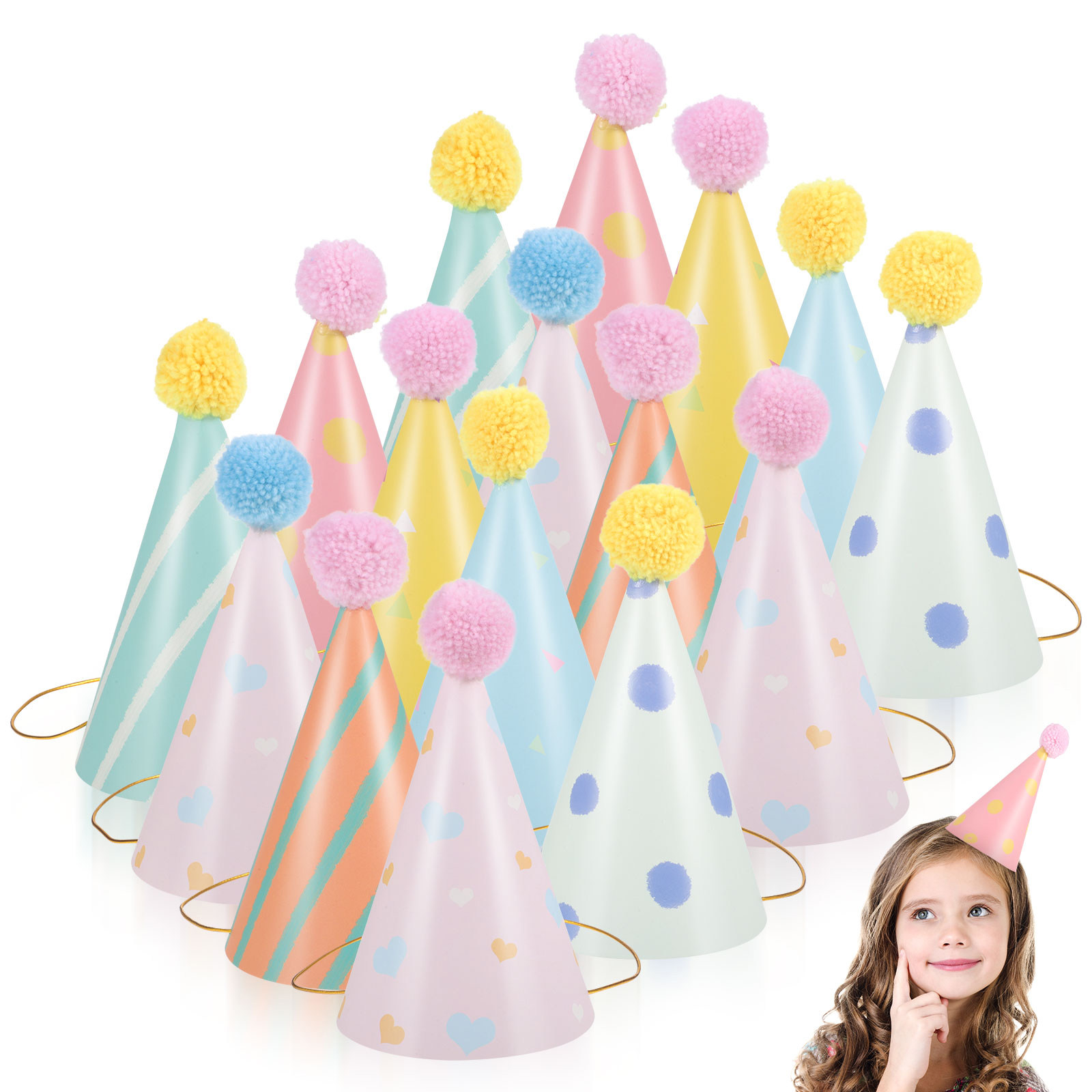 14Pcs Paper Birthday Hats for  - Party Hat Cone review and price