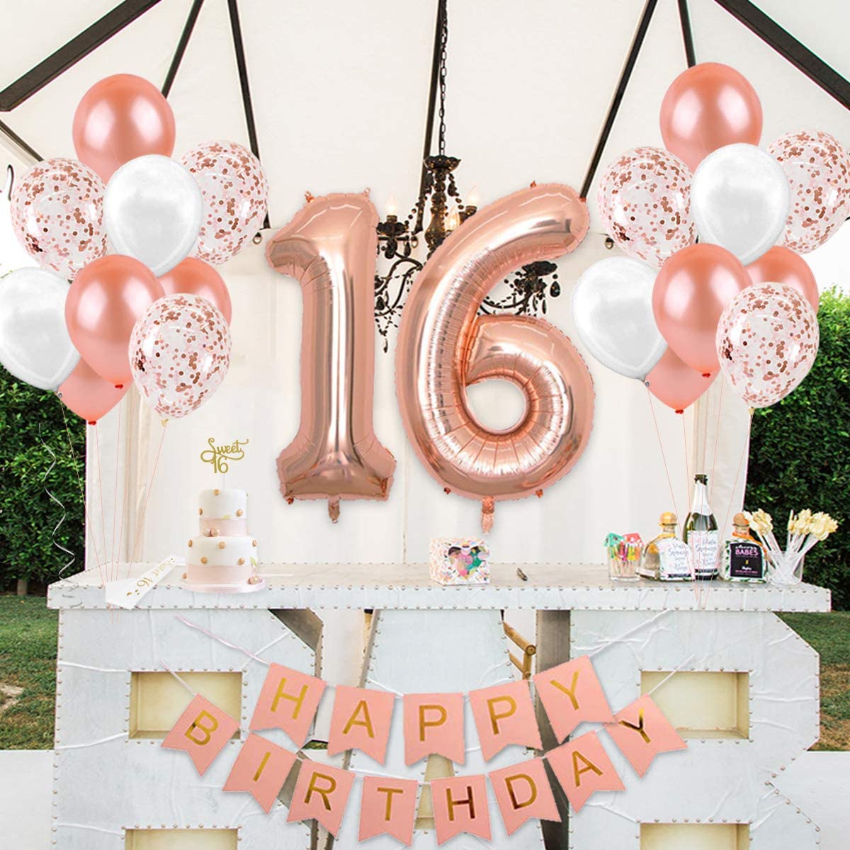 16th Birthday Decorations for  - Party Banner Gold review and price