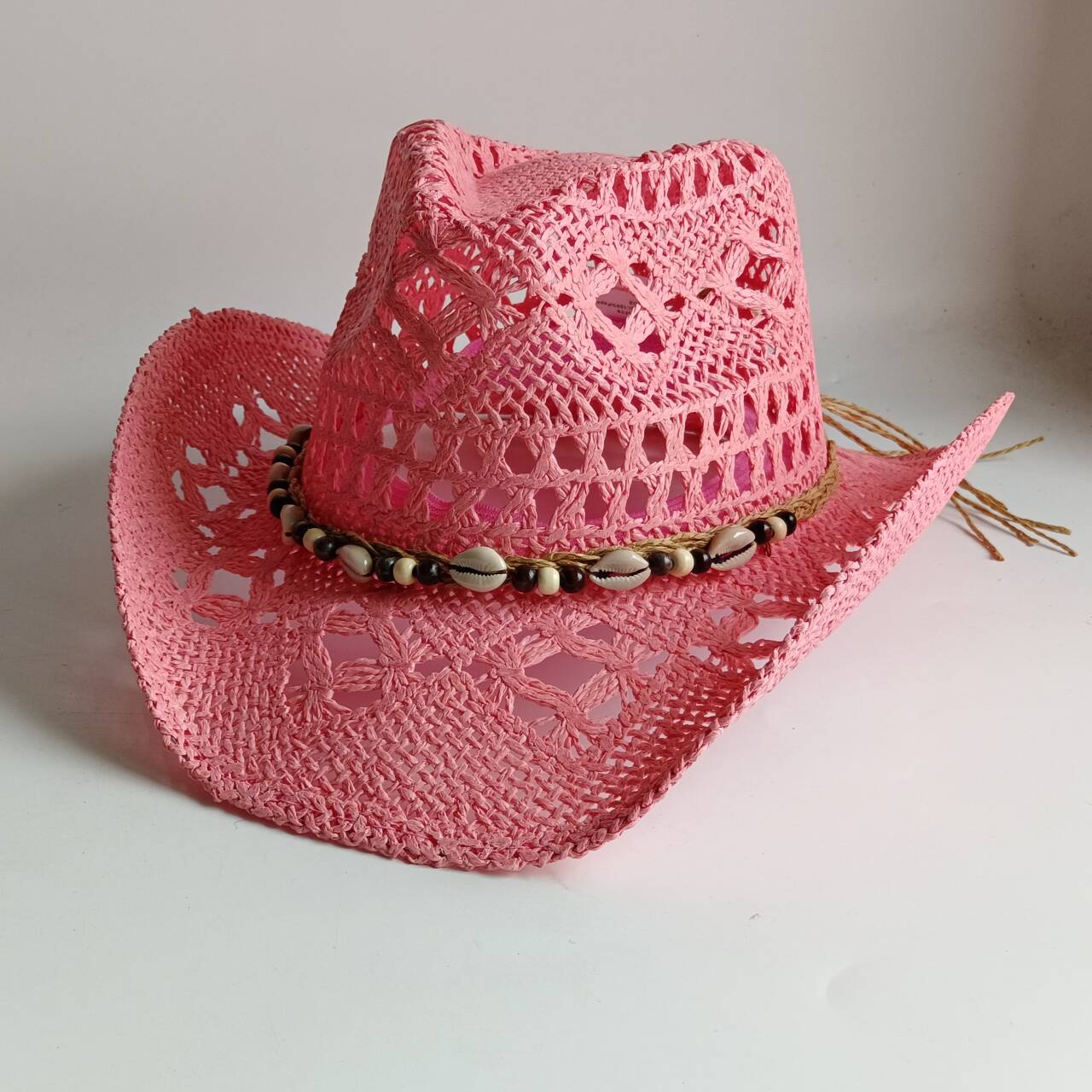 Pink Cowboy straw hat  hollow  - Paper Straw Color review and price